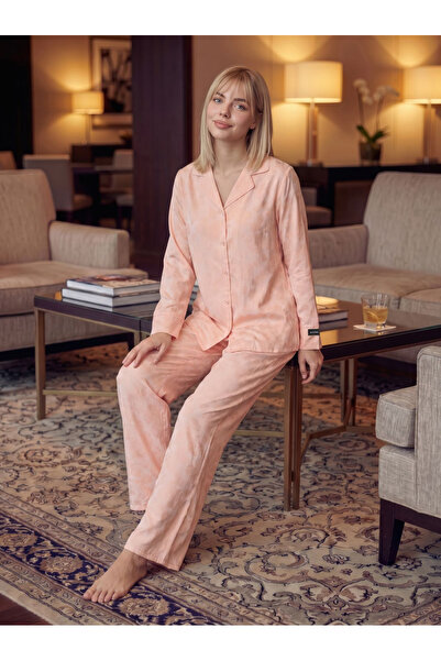 Bleu Petite Woven Satin Fabric Shirt Pajama Set