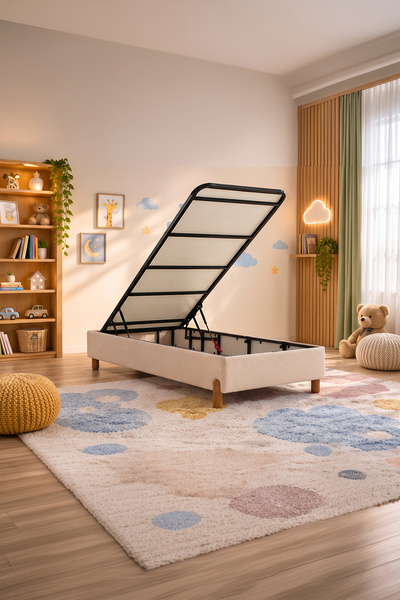 junior bedding Lüx Sandıklı Tek Kişilik Baza Yatak Bazası – Geniş Hacimli, Da...