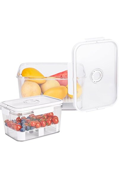 KASTWAVE Food Storage Containers with Timer, 5.5L+2.3L BPA-Free Fridge Organi...