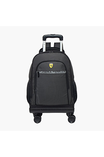 Ferrari Logo Textured Trolley Bag for Boys 8-12 Years with Durable Wheels - 1...