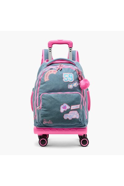 Barbie Print Trolley Bag for Girls 8-12 Years Retractable Handle - 18 inches