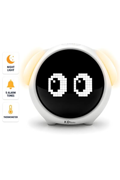 kd home Ceas Digital cu Alarma Copii Emoji, 5 tonuri, Lumina Veghe, Control V...