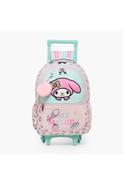 SANRIO حقيبة ترولي مطبوعة بتصميم ماي ميلودي للفتيات من 5-8 سنوات مع عجلات متي...