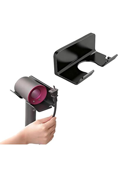 GENERAL Black Wall Mount Hair Dryer Holder, Self-Adhesive No-Drill Bathroom O...