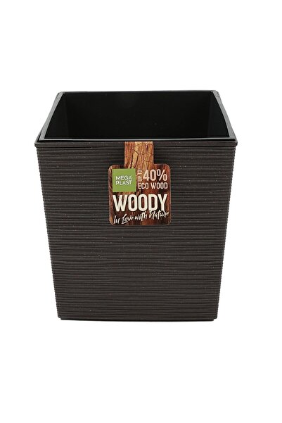 OEM Ghiveci din plastic Donna Woody, interior / exterior, cu masca, patrat, w...
