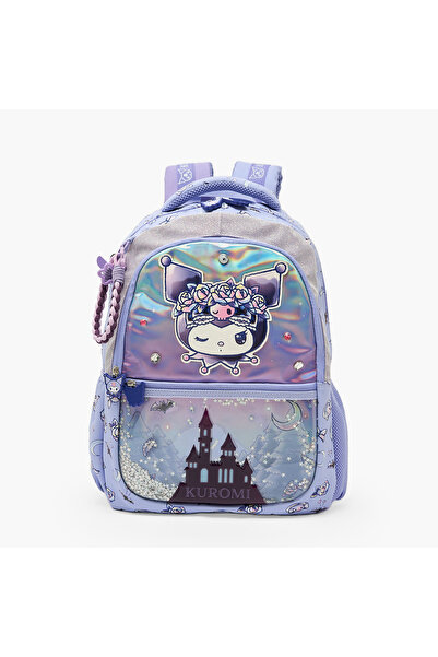 SANRIO Kuromi Print Backpack for Girls 5-8 Years with Padded Straps - 16 inches