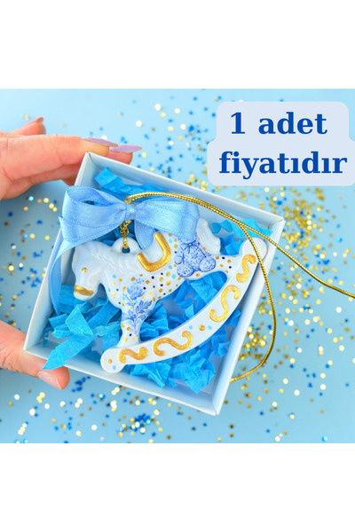 1 Adet EL YAPIMI Sallanan At Taş Tozu Magnet Kişiye Özel Hediyelik, Hoşgeldin Bebek,Mevlüt,Baby Shower,Sünnet