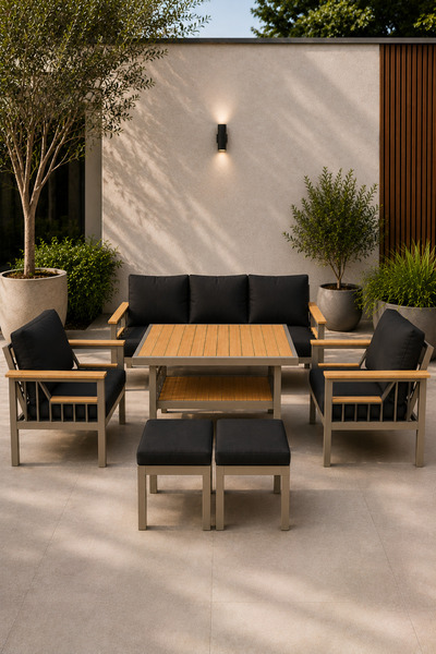 asaella mobilya Sole Serisi Balkon Takımı, 3-1-1 Cappuccino Bahçe Takımı, (3'...