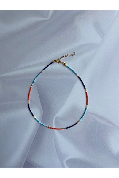 Burçin Örbük Accessory Renkli Kum Boncuk Gold Boru Detaylı Minimal Kolye