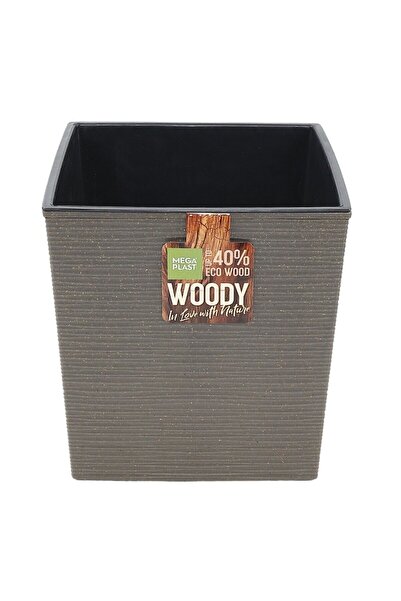 OEM Ghiveci din plastic Donna Woody, interior / exterior, cu masca, patrat, a...