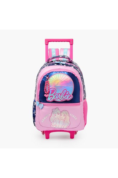 Barbie Print Trolley Bag for Girls 5-8 Years Retractable Handle - 16 inches