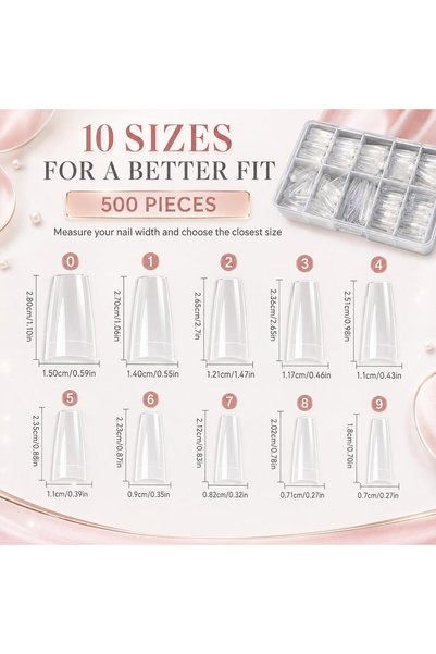 Generic 500pcs French Style Nail Extensions, 10 Sizes, Easy Fit & Durable Finish cream (A1)