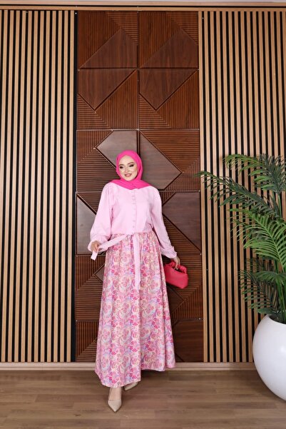 Moda Krash Printed Modal Summer Skirt and Blazer Set