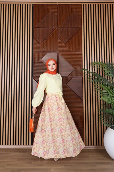 Moda Krash Printed Modal Summer Skirt and Blazer Set