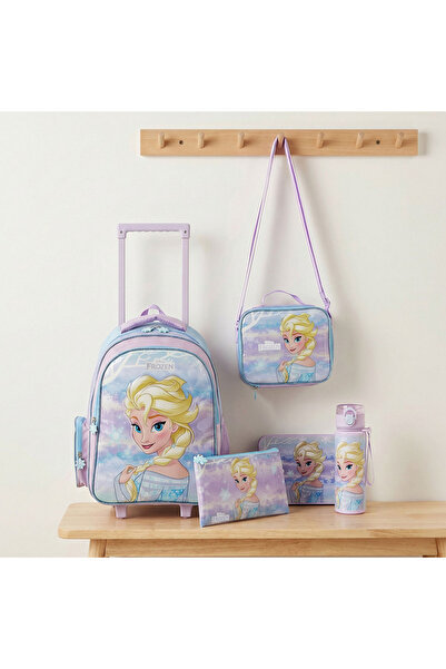 Disney Frozen 5-Piece School Trolley Bag Set for Girls 5-8 Years with Lunch B...