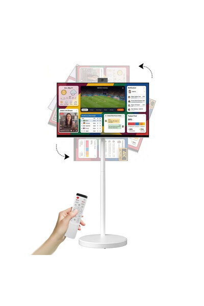 FlashHawk 27 Inch Portable TV Touch Screen Monitor with Adjustable Floor Stan...