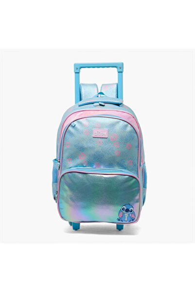 Disney Stitch Print Trolley Bag for Girls 5-8 Years with Durable Wheels - 16 ...