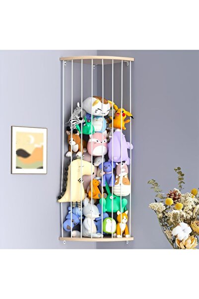 GENERAL Portalovs Stuffed Animal Toy Storage Organizer, Wooden Corner Shelf w...