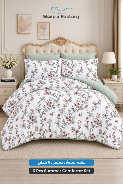 Sleep x Factory 6-Piece Reversible Double Sided Microfiber Comforter Set 200x...