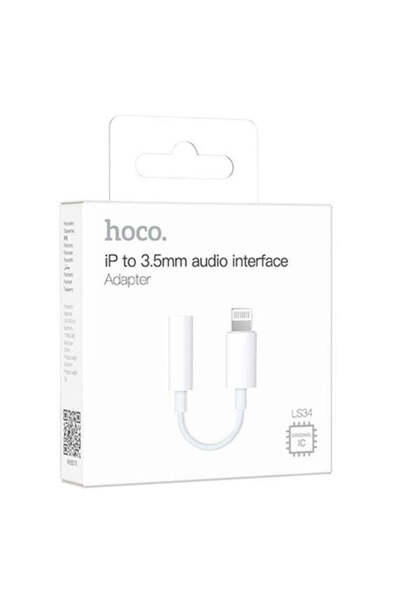 Hoco Cablu audio LS 34, Lightning la Jack 3.5 mm F, 8 cm - Alb