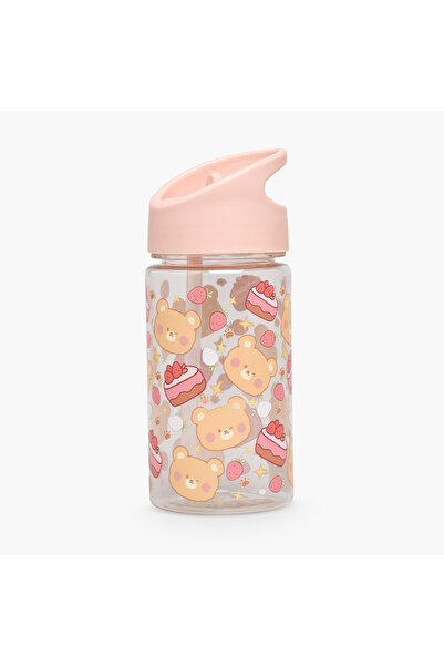 Juniors Printed Water Bottle with Straw and Handle
