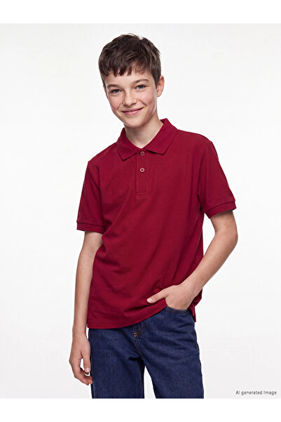 LC Waikiki Bordo Polo Yaka Erkek Çocuk Pike Tişört