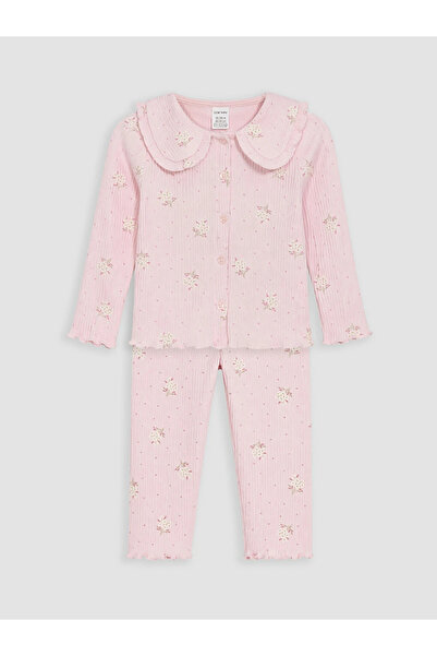 LC Waikiki Pembe Bebe Yaka Çiçekli Kız Bebek Takım
