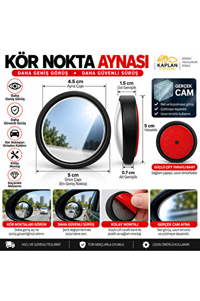 Kaplan Kör Nokta Aynası - Gerçek Cam - 2 ADET