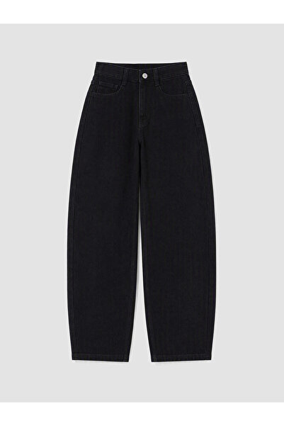 LC Waikiki Siyah Barrel Fit Kız Çocuk Jean Pantolon