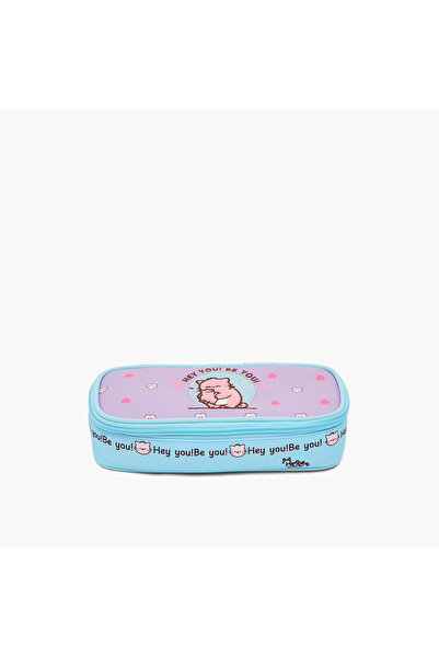 PEMBE Slogan Print Pencil Pouch with Zip Closure