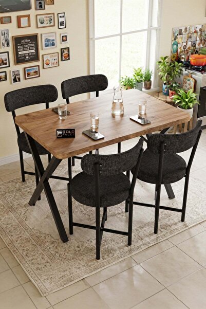 Reyo Teddy 110x70 cm Masa Takımı 4 Sandalyeli Modern Mutfak Balkon Kafe Yemek...