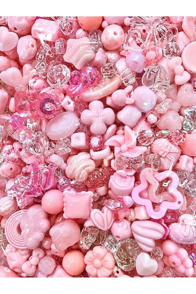 yfhobi 50 Gram - Açık Pembe Renk Karışık Plastik Boncuk, Çanta Telefon Charm ...