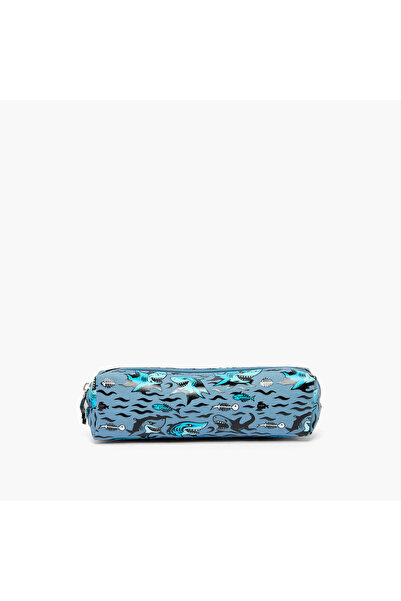 Juniors Shark Print Pencil Pouch with Zip Closure