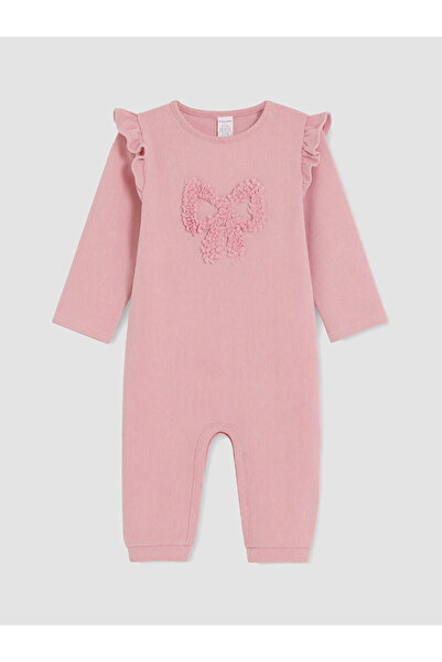 LC Waikiki Pembe Nakışlı Fırfırlı Kız Bebek Tulum