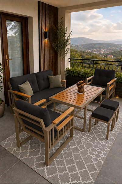 asaella mobilya Esinti Serisi Balkon Takımı, 2-1-1 Cappuccino Bahçe Takımı, (...