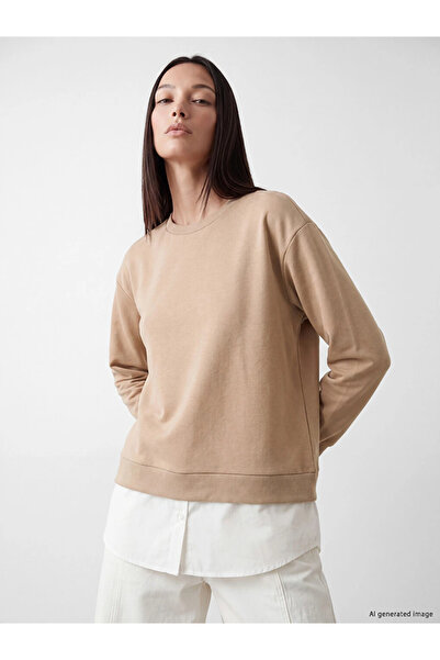 LC Waikiki Beige Crew Neck Women's Sweatshirt Tunic