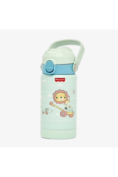 FISHER PRICE Lion Print Stainless Steel Water Bottle with Spout and Carry Lid