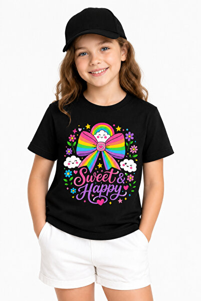 Sweet Happy Kız Çocuk Tişörtü %100 Pamuk