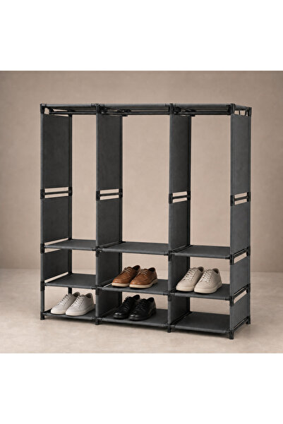 MODALITE Dulap organizator haine cu rafturi și bare pentru umerașe, 170x130x3...