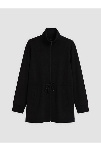 LC Waikiki Siyah Soft Touch Kadın Fermuarlı Sweatshirt