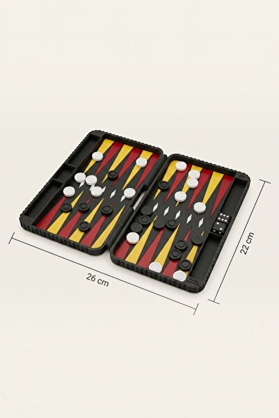 Sansayn3d Taşınabilir Mini Seyahat Tavlası (26x22 cm) - Özel Zar & Pul Yuvalı...