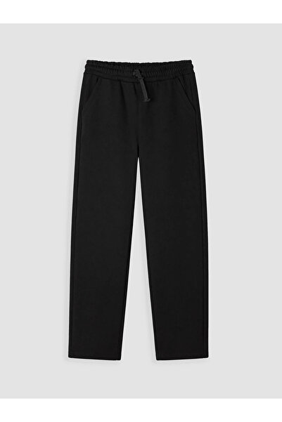 LC Waikiki Siyah Regular Fit 3 İplik Erkek Çocuk Eşofman Altı