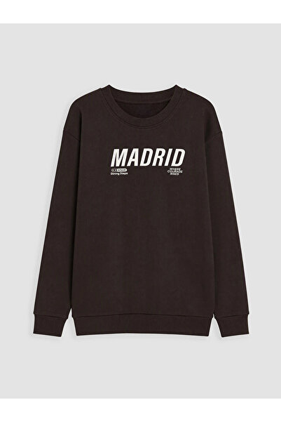 LC Waikiki Brown Madrid Printed Boys' Sweatshirt