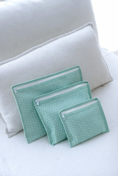 Serstil 6-Piece Suitcase Organizer Set, Travel Bag Organizer Set, Mint Polka Dot