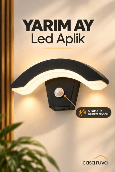 CASA RUVA Modern Yarım Ay LED Aplik – Hareket Sensörlü