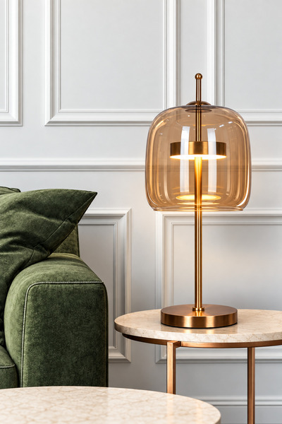 Nova Crystal NOVA ELARA Üfleme Cam Gold LED Modern Masa Lambası