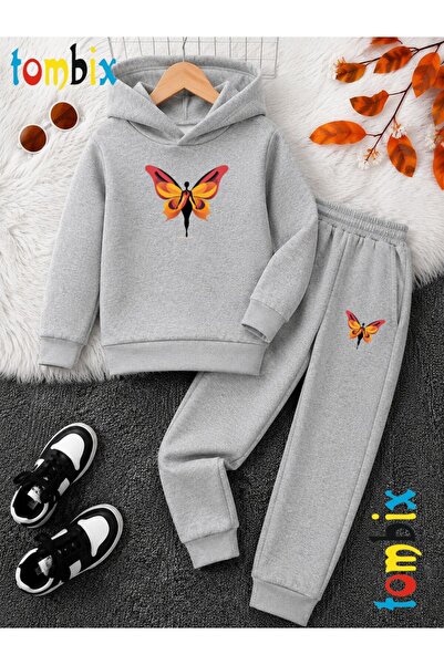 tombix Σετ παιδικής φόρμας με στάμπα Little Fairy, χοντρό χειμερινό μπλουζάκι...