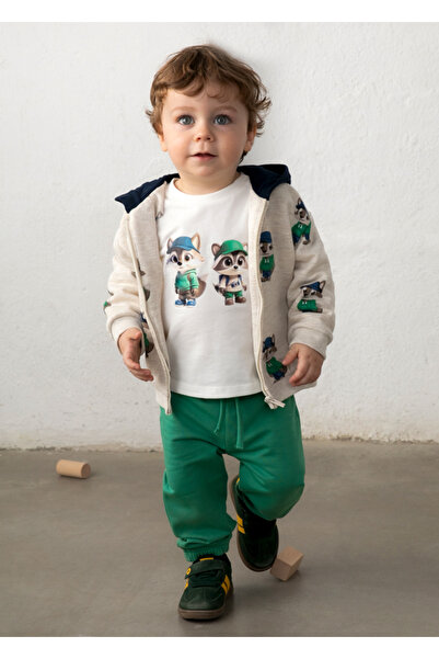 MAYORAL Kapüşonlu Sweatshirt Ceket İkili Jogger Erkek Bebek 3 parça Eşofman T...