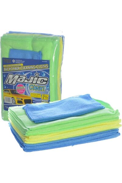 MAJIC 12x16 Extra Long High Absorbent Microfiber Towels Cleaning Cloths (12-P...