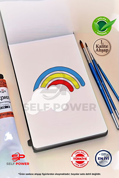Self Power 9 Adet Ahşap Hava Durumu Boyama Şablonu – Eğitici Çocuk Aktivite ve Boyama Seti